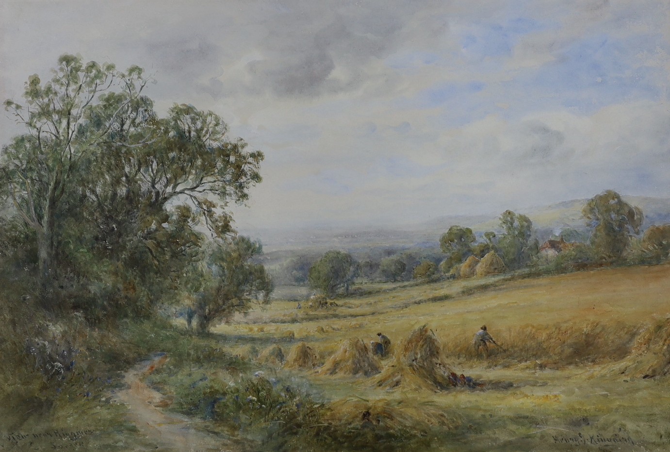 Henry John Kinnaird (fl.1888-1920), watercolour, 'View near Ringmer, Sussex', signed, 36 x 53cm